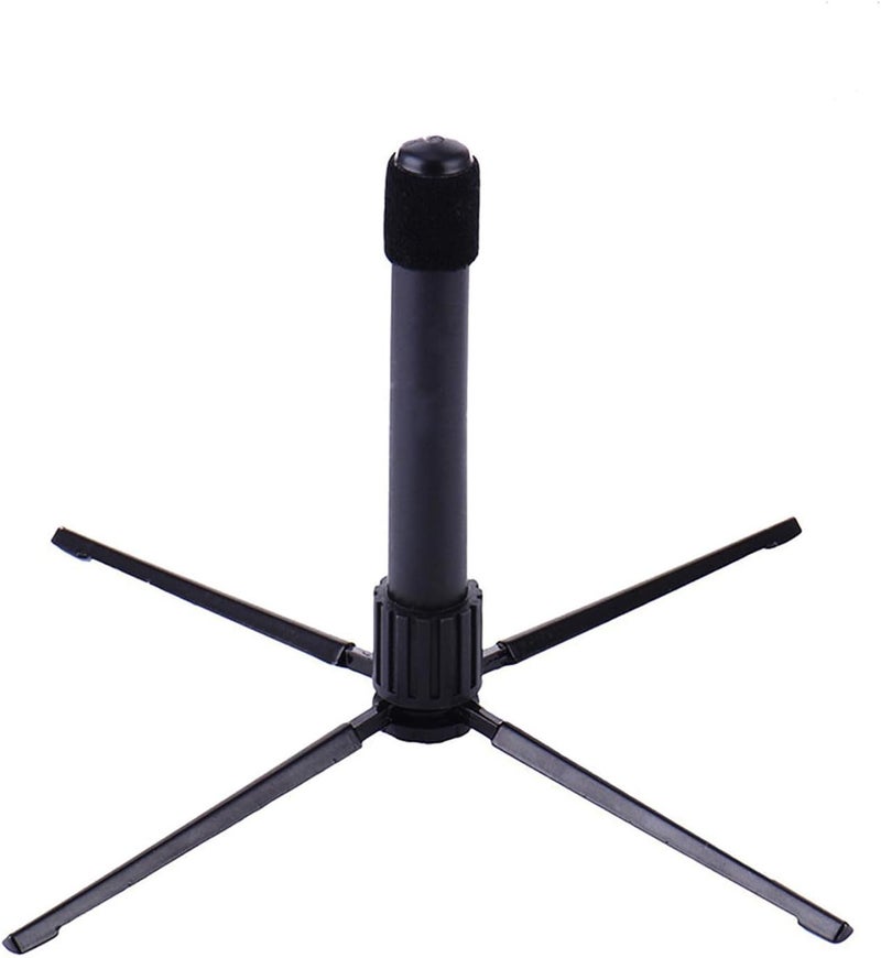 AUXBC Portable Flute Stand Holder, Black Metal Foldable Flute Support, 4-Leg Stable Flute Base, Lightweight Wind Instrument Bracket for Oboe, Flute, Clarinet, Soprano Saxophone, etc. - Image 1